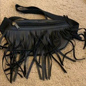Black fringe waist bag/pouch